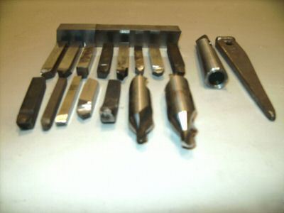 Collection of lathe cutters and drill tools
