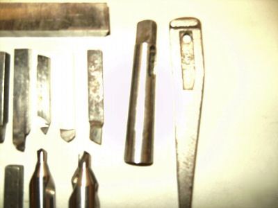 Collection of lathe cutters and drill tools