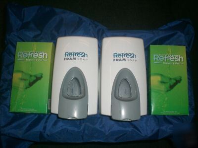 (2) refresh foaming hand soap dispensers with 2 refills