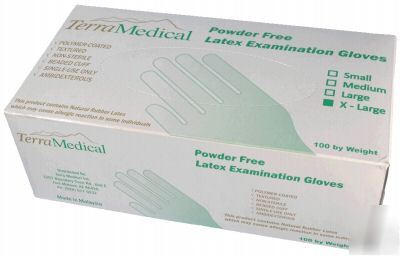 Latex powder free exam gloves - 2 boxes of 100 -l