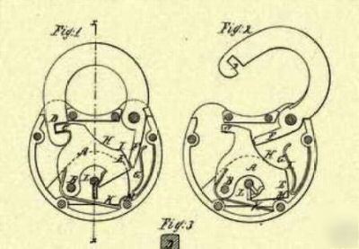 Padlock 1869 us patent art PRINT_L097