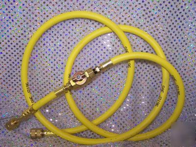 Charging hose r-12 1/4 x 1/4 yellow w/ball valve