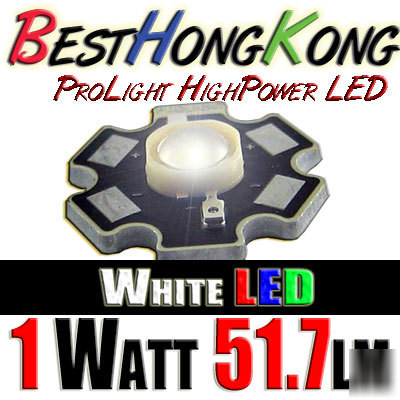 High power led set of 10 prolight 1W white 51.7 lumen