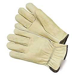 Wise driver's gloves leather work gunn cut elastic lg