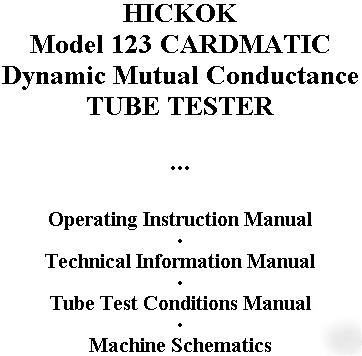 Deluxe manual for hickok 123 cardmatic tester/checker