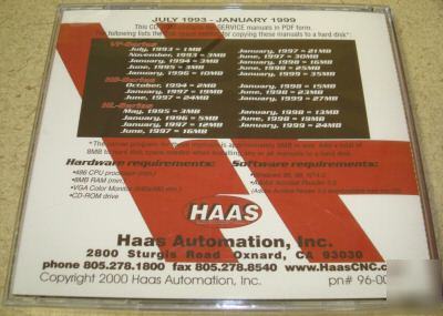Haas cnc service manual chronology / compilation '93-99