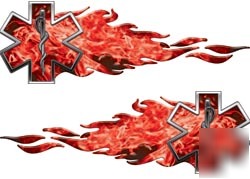 Flaming star of life decals 89S inf red reflective