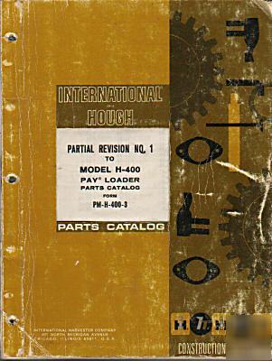 International model h-400 pay loader parts catalog