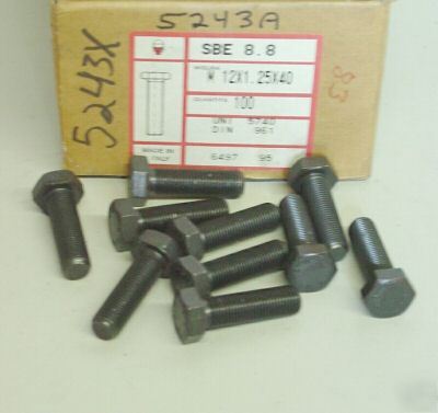 M12 - 1.25 x 40 mm metric bolts grade 8.8, qty (1EA.)