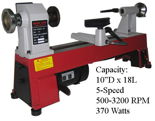 10 x 18 variable 5 speed wood turning lathe @ 3200RPM