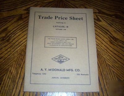 1948 a.y. mcdonald catalog r - trade price sheet