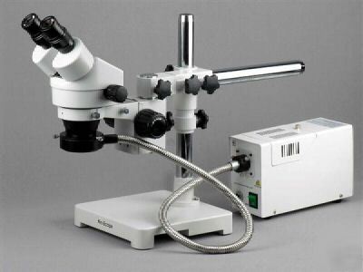 7X -45X stereo zoom microscope on boom - fiber ring
