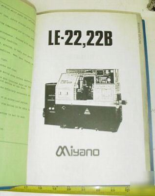 Miyano le-22 22B cnc lathe manual LE22 LE22B