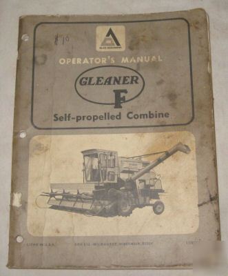  allis-chalmers gleaner f combine operator's manual 