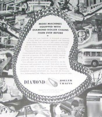 Diamond roller chains indianapolis -9 1947 ads lot