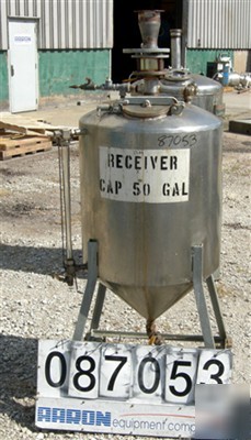Used: tank, 50 gallon, stainless steel, vertical. 24