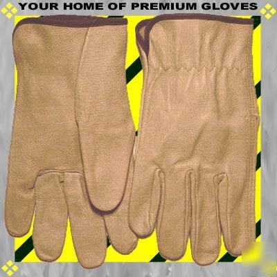 3 pr large premium pigskin leather work glove top grain