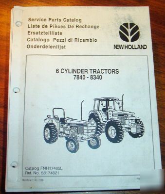Ford nh 7840 8240 & 8340 tractor parts catalog book