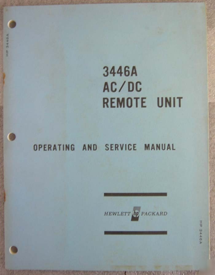Hp 3446A ac/dc remote plug-in manual