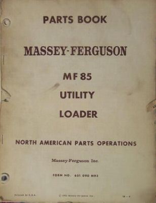 1962 massey ferguson 85 utility loader parts manual