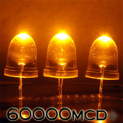 Yellow led set of 500 super bright 10MM 60000MCD+ f/r