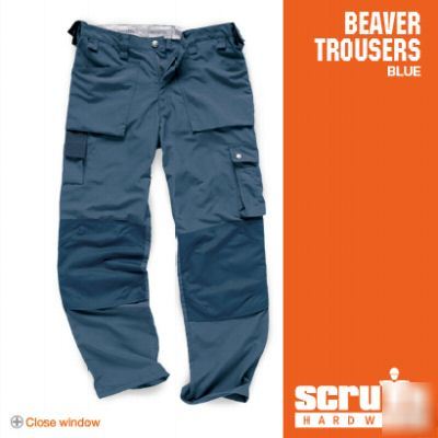 Scruffs beaver trousers blue W32 L32 + free socks 