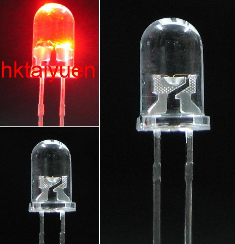 100X 5MM red flash led 5000MCD bulb lamp free resistors