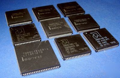 80C186 intel amd collection of 5 plcc cpu's