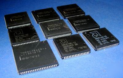 80C186 intel amd collection of 5 plcc cpu's