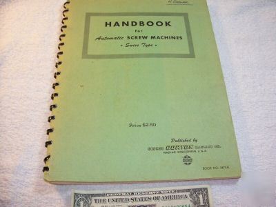 Handbook automatic screw machines swiss type 1945, book