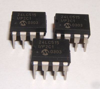 24FC515 i/p ic, microchip eeprom 512K dip 8 pin pk of 3