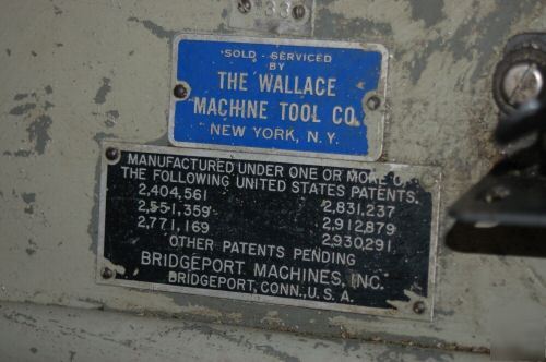 Bridgeport milling machine w/ power feed, central nj