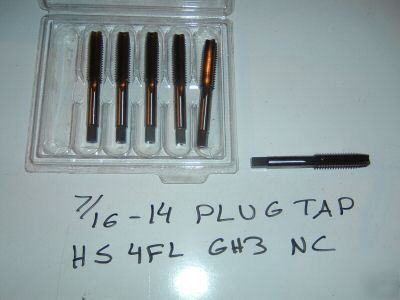 New 7/16-14 ** 6 vermont plug taps ** free shipping **