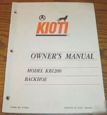 Kioti KB1200 backhoe operator's manual book tractor