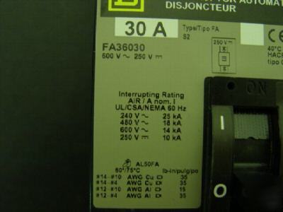 New square d i-line FA36030 30 amp breaker