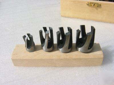 4 piece plug cutter set with wood case