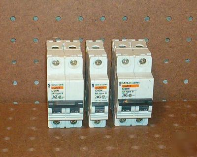 Lot of 3 merlin gerin circuit breakers C60N 2A 3A 8A 