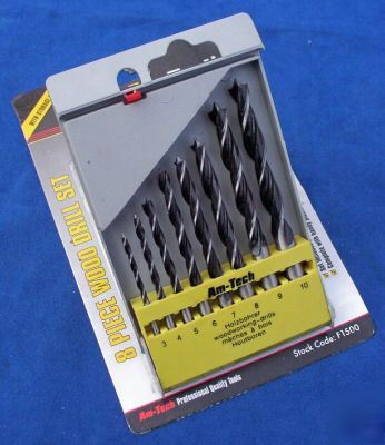 8PC wood drill bit set in case - sizes 3MM to 10MM