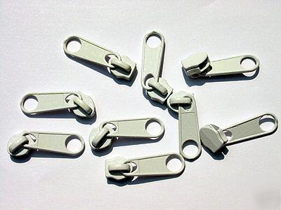 #5 nylon coil zipper sliders long-pull white (501) 100