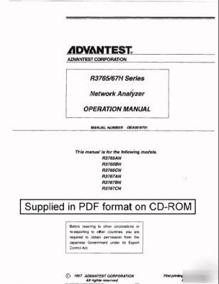 Advantest R3765H R3767H series operating manual