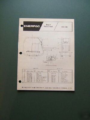 Enerpac eed-301 pump repair parts list manual/booklet