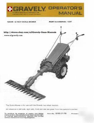 Gravely 42 inch sickle mower operator manual