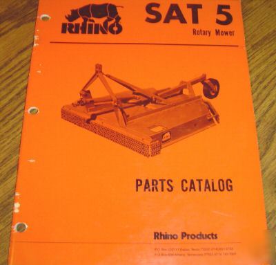Rhino SAT5 sat 5 rotary mower parts catalog manual