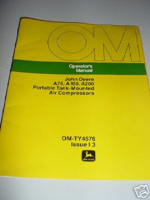 John deere operator's manual portable air compressor