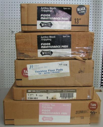 Lot of 5 boxes assorted floor cleaning stripping pads