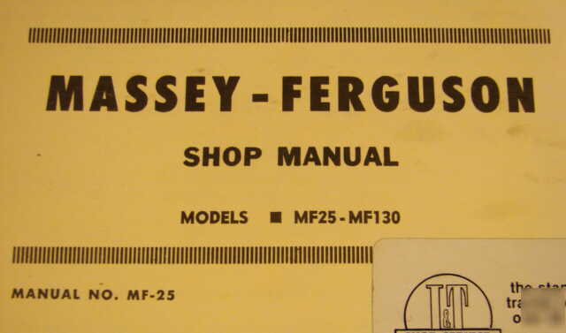 Massey-ferguson mf 25-130 tractor i&t service manual ex
