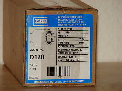 New fasco D120 115 volt ac motor general purpose in box