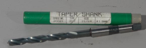 Precision twist drill taper shank#1 size 21/64 