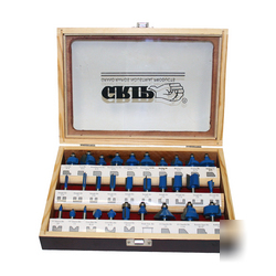 Grip 30 pc router bit set with wooden box included