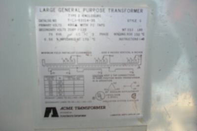 3 phase 480 volt transformer 120/208 secondary 